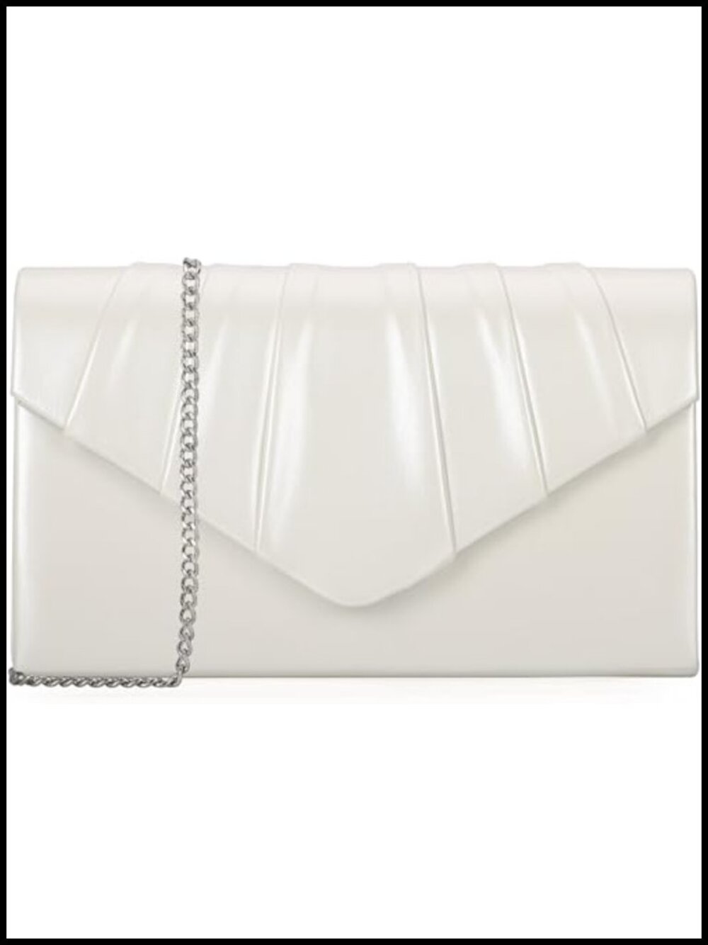Metallic PU Leather Pleated Flap Clutch, Envelope Handbag for Party